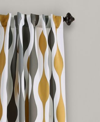 Lush Decor Mid Century Geo Room Darkening Window Curtain Panels Pair - Retro Curtains for Living Room - Vintage Drapes