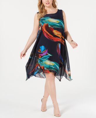 Robbie Bee Plus Size Printed Shift Dress - Macy's