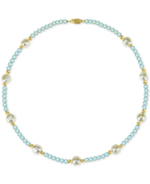 image of Cultured Freshwater Baroque Pearl (10-11mm) and Aquamarine (36 ct. t.w.) 18