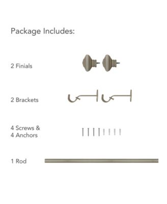 Elrene Home Fashions Florence 1" Diameter Adjustable Curtain Rod Set with Decorative Square Finials