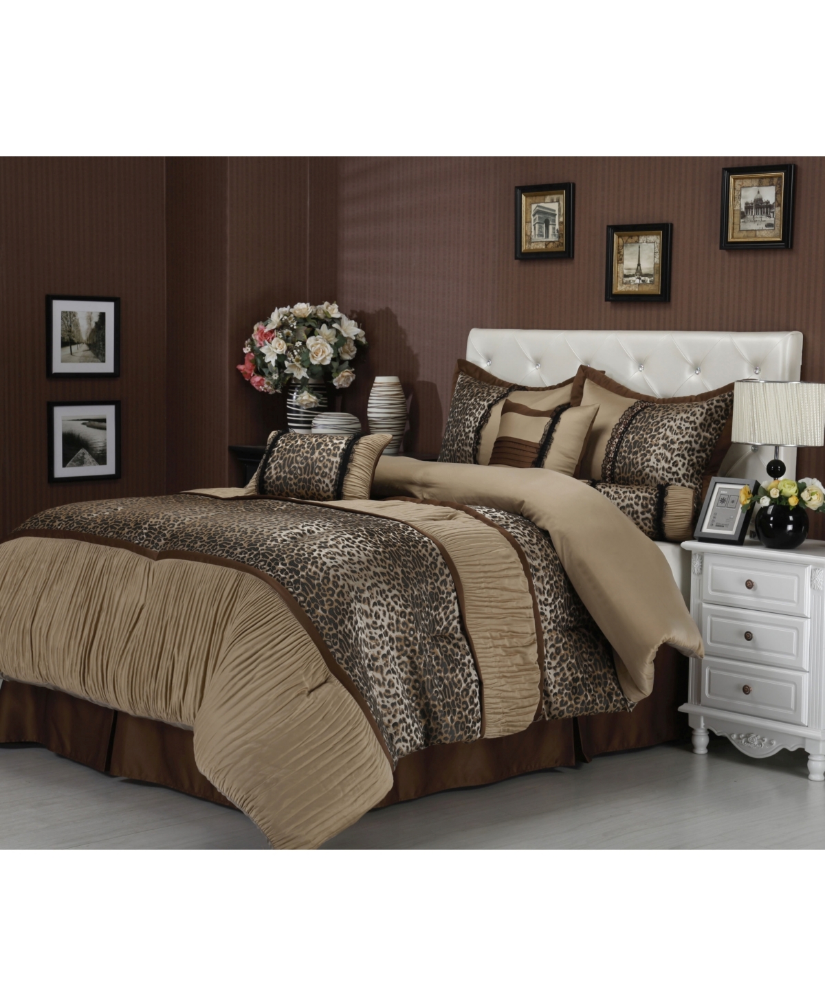 Nanshing Sadie 7-piece King Comforter Set In Brown,taupe
