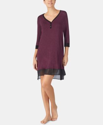 DKNY Women's Colorblocked Chiffon-Hem Sleepshirt Nightgown 