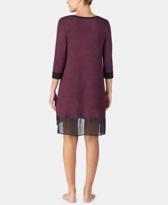 DKNY Women's Colorblocked Chiffon-Hem Sleepshirt Nightgown 