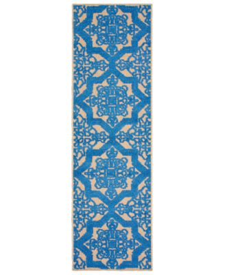 Oriental Weavers - Cayman 2541M Sand/Blue 2'3" x 7'6" Indoor/Outdoor Runner Area Rug