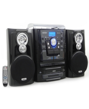 Bluetooth 3-Speed Stereo Turntable 3 Cd Changer Music System with Dual Cassette Deck and Remote Control