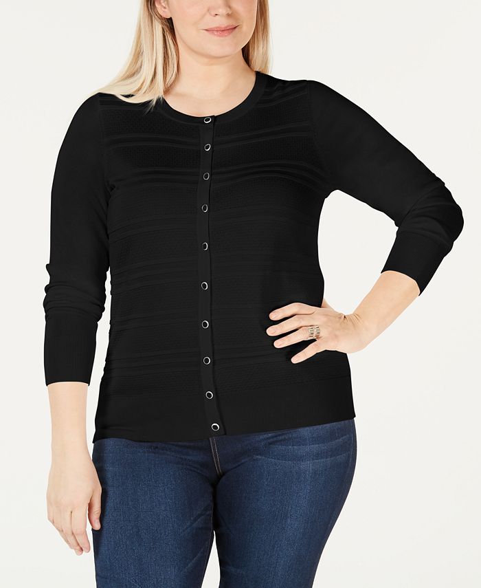 Charter Club Plus Size Textured Cardigan, Created for Macy's - Macy's