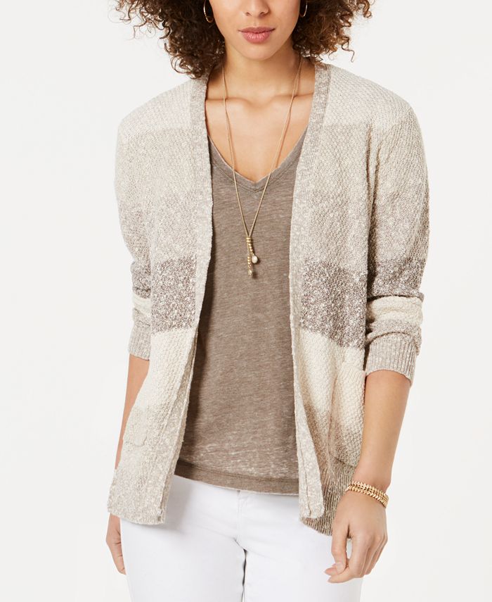 Style & Co Petite Block-Striped Cardigan, Created for Macy's - Macy's