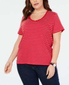 Plus Size Cotton Striped T-Shirt, Created for Macy's