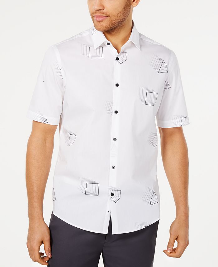 Alfani Men's Stretch Geometric Print Shirt, Created for Macy's - Macy's