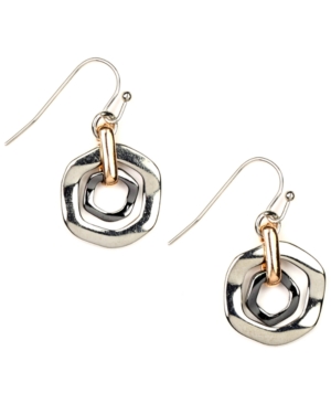 Nine West Earrings, Tri Tone Orbital Fish Hook Earrings