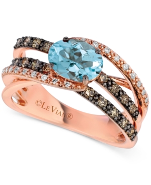 image of Le Vian Aquamarine (9/10 ct. t.w.) & Diamond (1/2 ct. t.w.) Ring in 14k Rose Gold