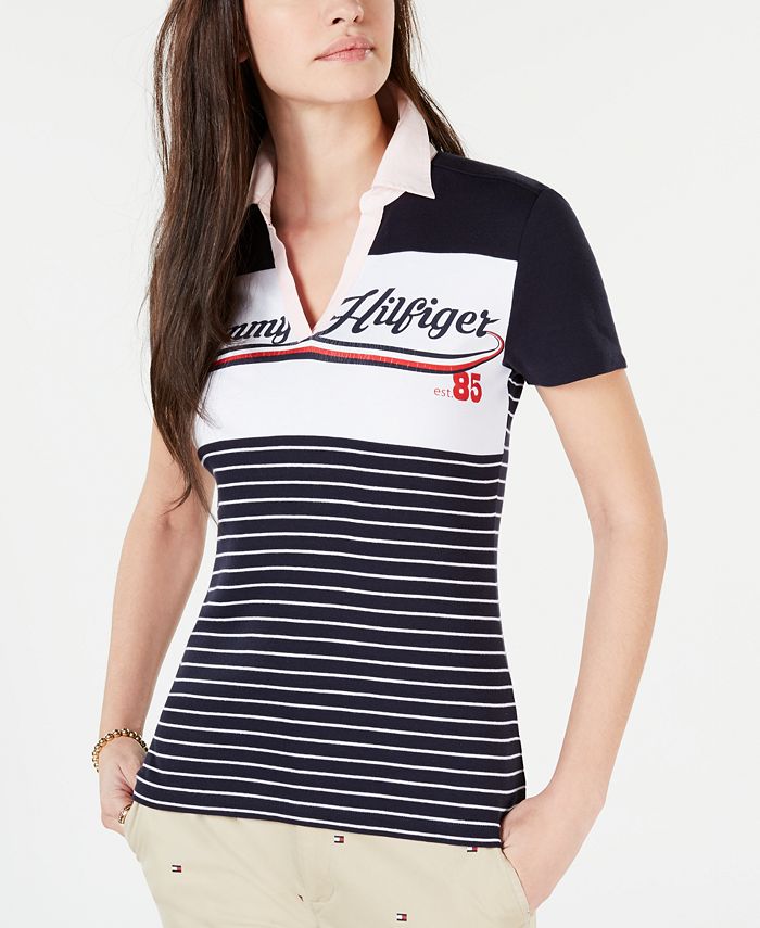 Tommy Hilfiger Women's Cotton Pinstripe Button-Down Shirt - Macy's