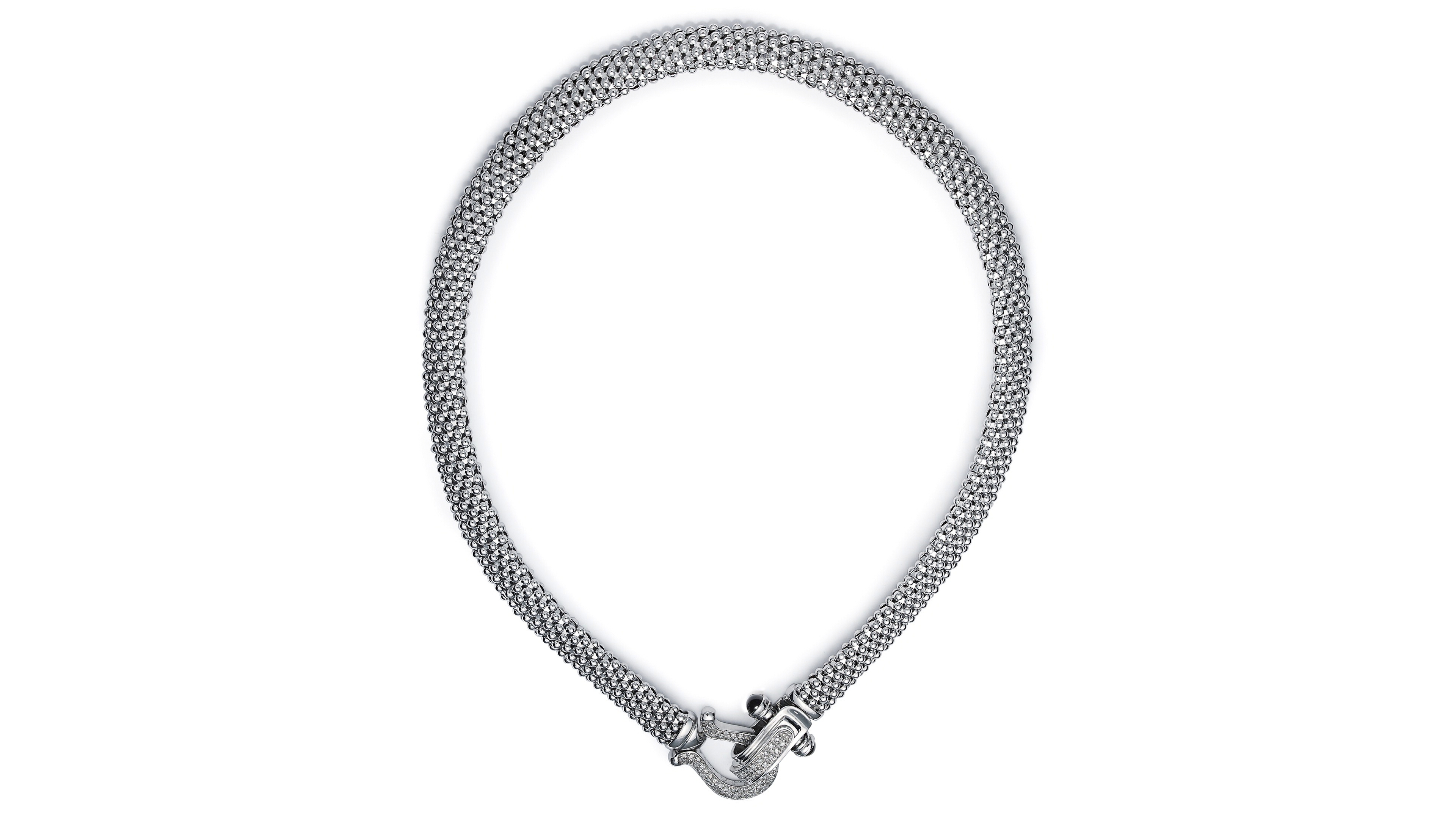 Diamond Horseshoe Link Mesh 17" Collar Necklace (5/8 ct. t.w.) in Sterling Silver or 14k Gold-Plated Sterling Silver
