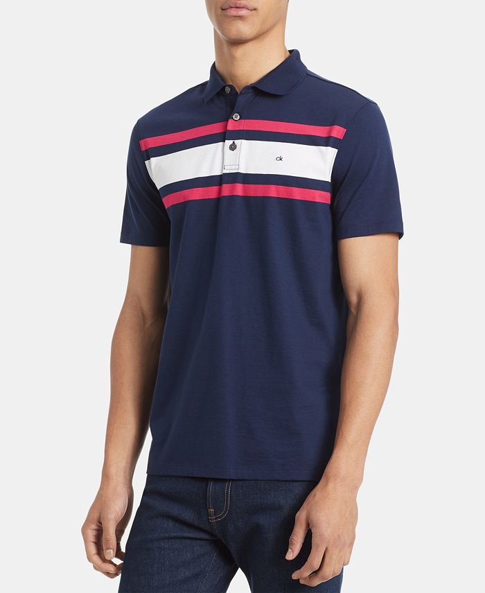 Calvin Klein Men's Liquid Touch Chest Stripe Polo Shirt - Macy's
