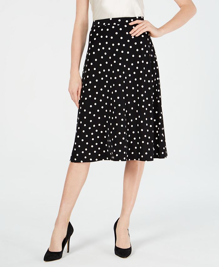 Kasper Dot-Print A-Line Midi Skirt - Macy's