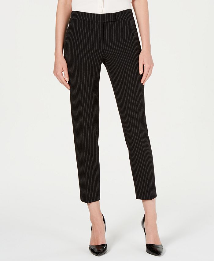 Anne Klein Pinstripe Straight-Leg Pants - Macy's