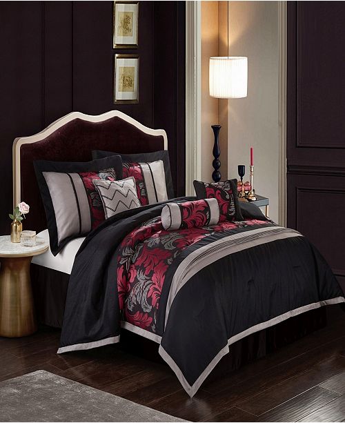 Nanshing Lincoln 7 Piece Comforter Set Black California King