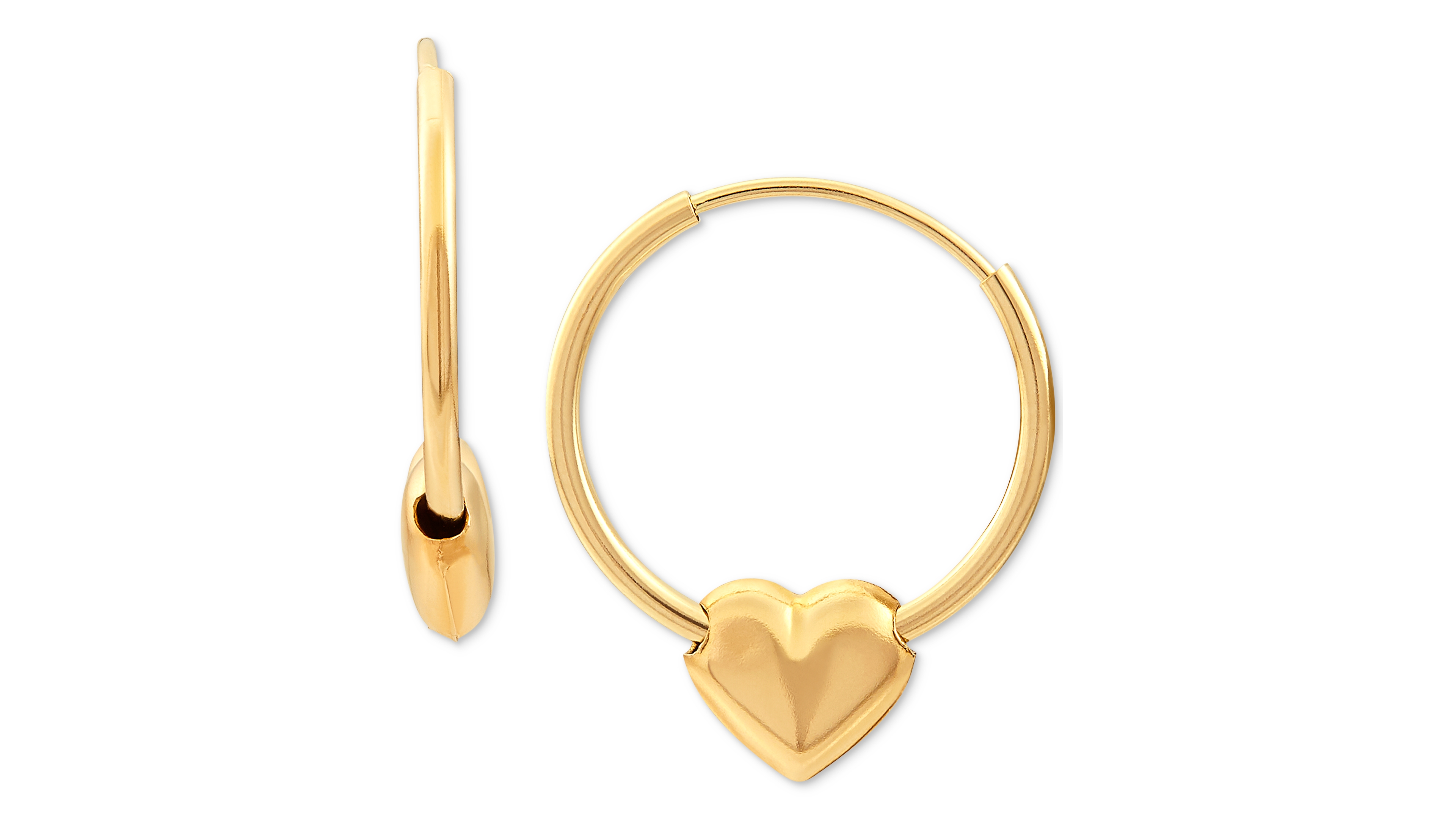 Children's Heart Hoop Earrings in 14k Gold (1/2")