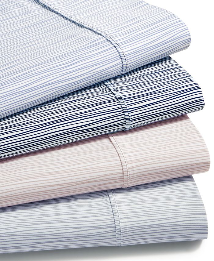 AQ Textiles CLOSEOUT! Modernist Printed Wavy Stripe 4Pc. Queen Sheet