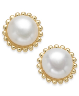 image of Giani Bernini Freshwater Pearl (5mm) Stud Earrings in 18k Gold-Plated Sterling Silver, Created for Macy-s