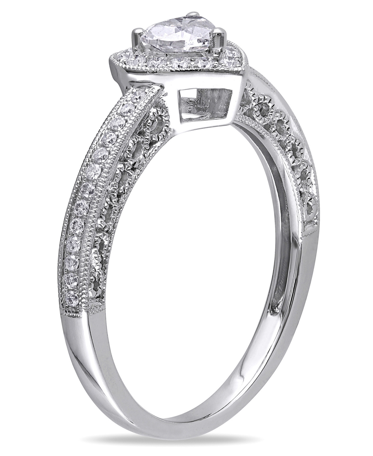 Certified Diamond (1/2 ct. t.w.) Heart-Shape Halo Engagement Ring in 14k- White Gold