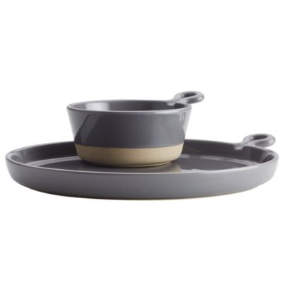 Rachael Ray - Soup & Sandwich Set, Dark Sea Salt Gray Slip Glaze