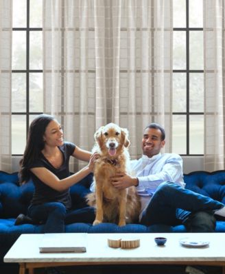 Twill Stripe Anti-Dust Linen Blend Sheer Curtain Panel