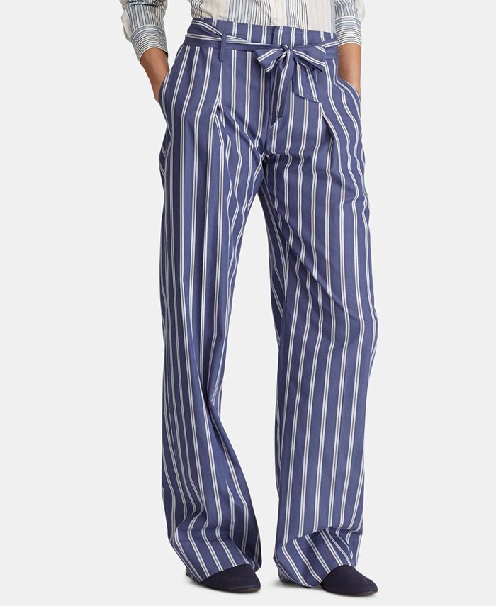 Lauren Ralph Lauren Petite Lightweight Striped Cotton Pants - Macy's