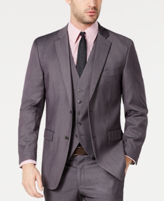 Perry Ellis - Men's Portfolio Slim-Fit Stretch Gray Solid Suit Jacket