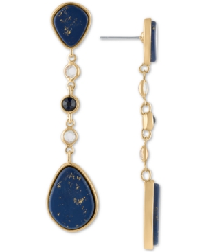 image of Rachel Rachel Roy Gold-Tone Crystal & Stone Linear Drop Earrings