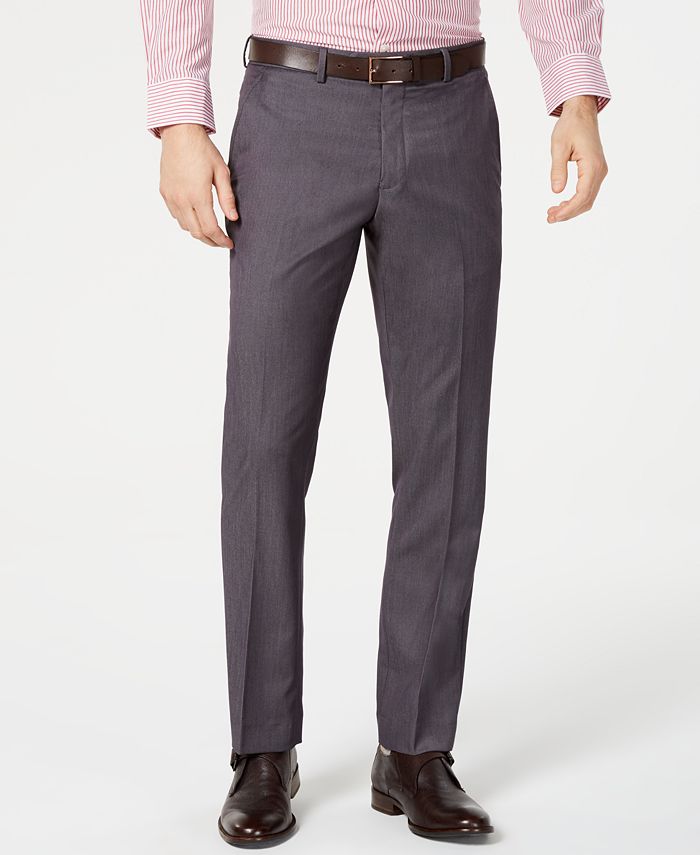 Perry Ellis Men's Portfolio Slim-Fit Stretch Gray Solid Suit Pants ...