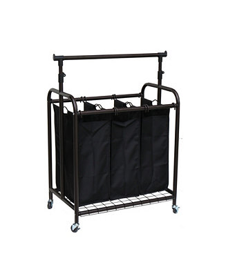 Oceanstar 3-Bag Rolling Laundry Sorter with Adjustable Hanging Bar - Macy's