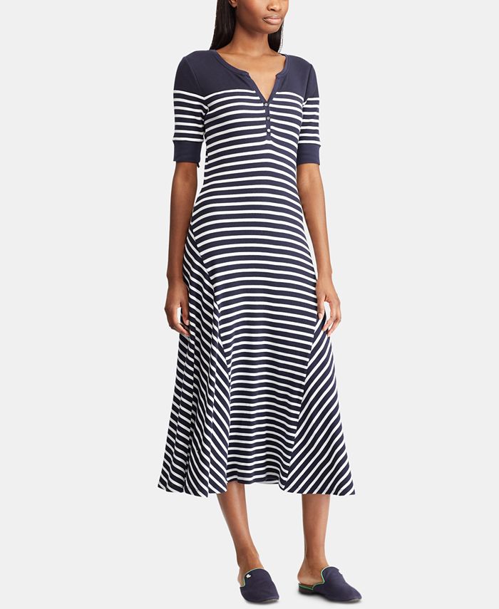 Lauren Ralph Lauren A-Line Striped Cotton Dress - Macy's
