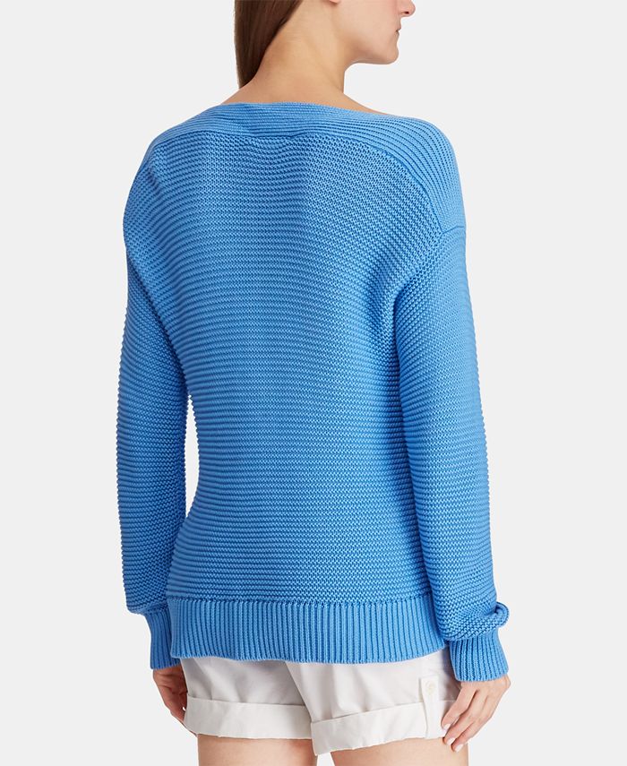 Lauren Ralph Lauren Boat Neck Cotton Sweater - Macy's