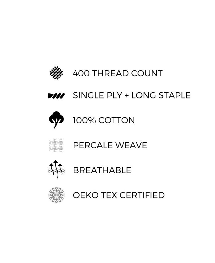 Pillow Guy Classic Cool & Crisp 100 Cotton Percale 4Piece Sheet Set