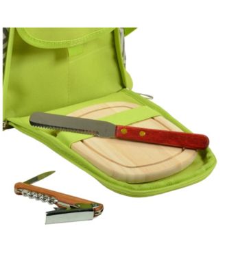 - 2 Bottle Wine Cooler Tote with Cheese Board, Knife, Corkscrew