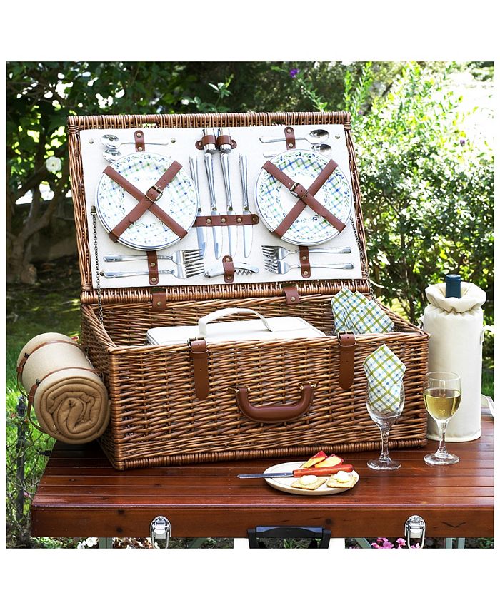 Picnic At Ascot Dorset English-Style Willow Picnic Basket for 4 with ...