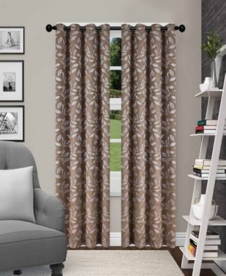 Leaves Room Darkening Grommet 2-Panel Curtain Set