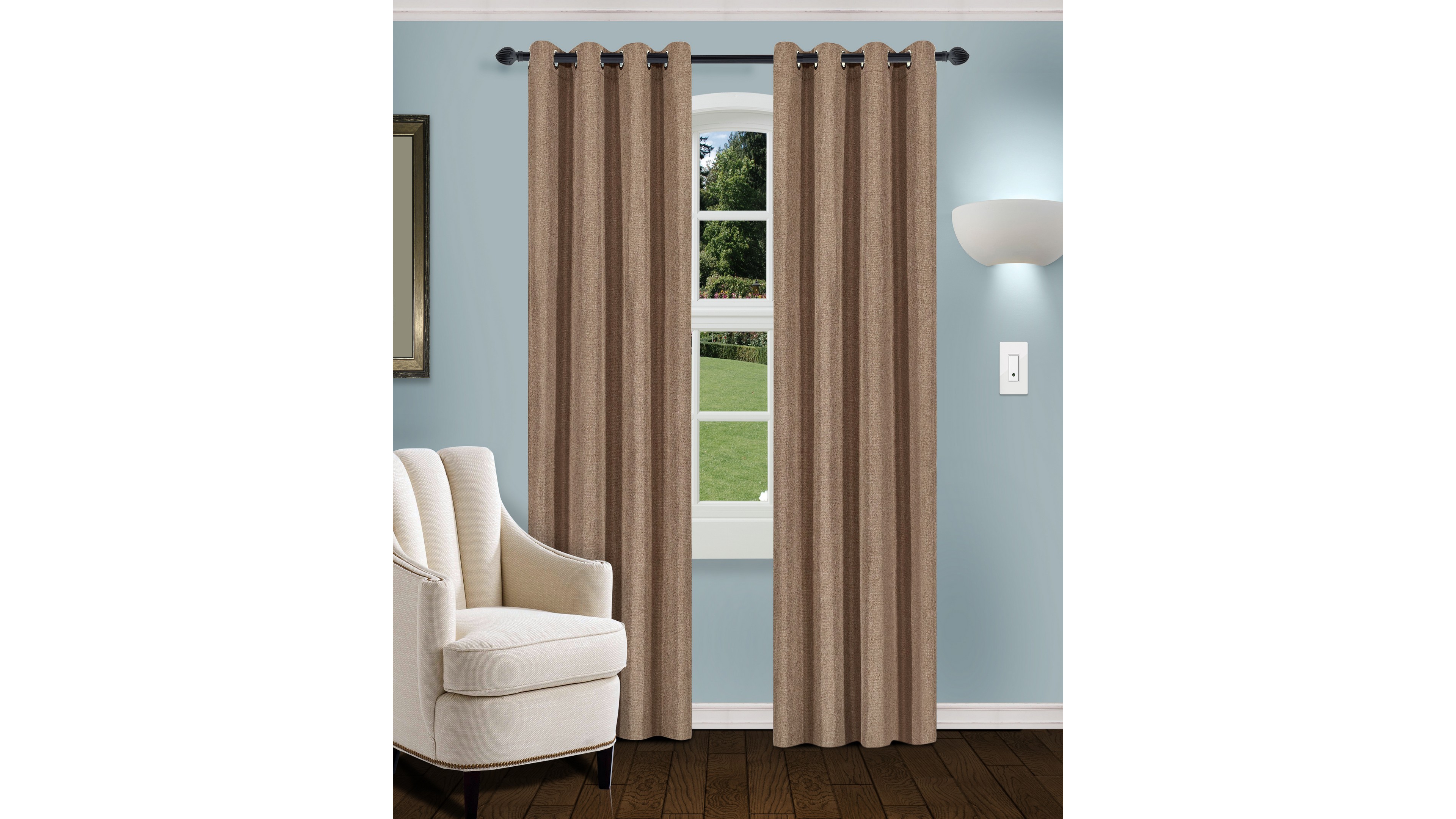 Superior Linen-Inspired Classic Room Darkening Modern Fade Resistant 2-Piece Curtain Set with Grommet Header Top, 52" X 63"