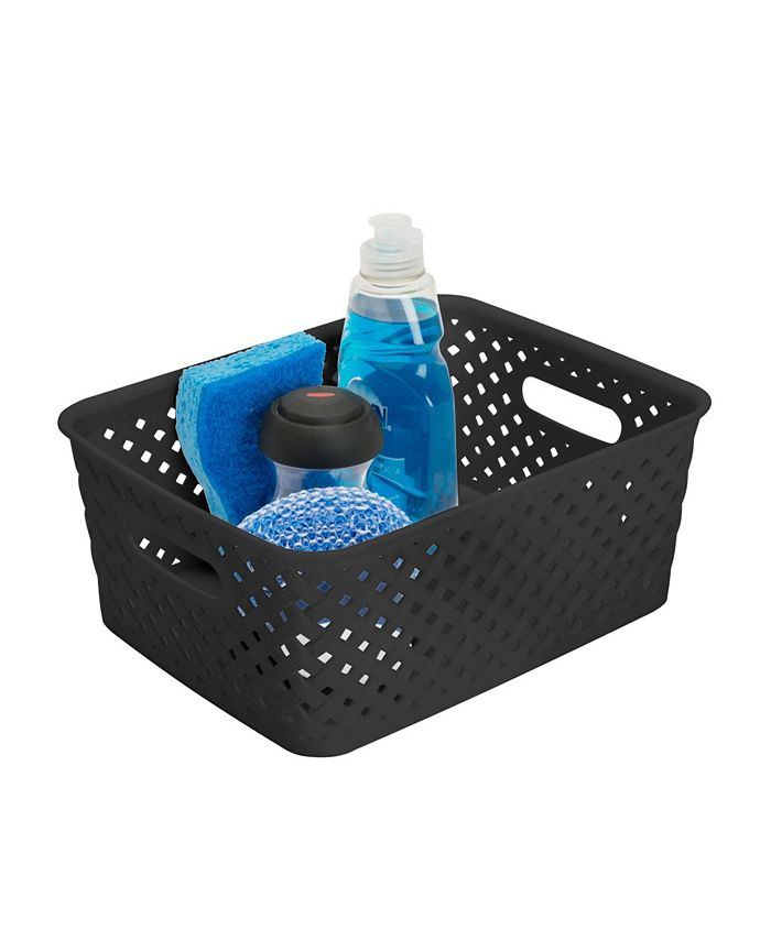 Simplify Small Resin Wicker Storage Bin in Black Macy's