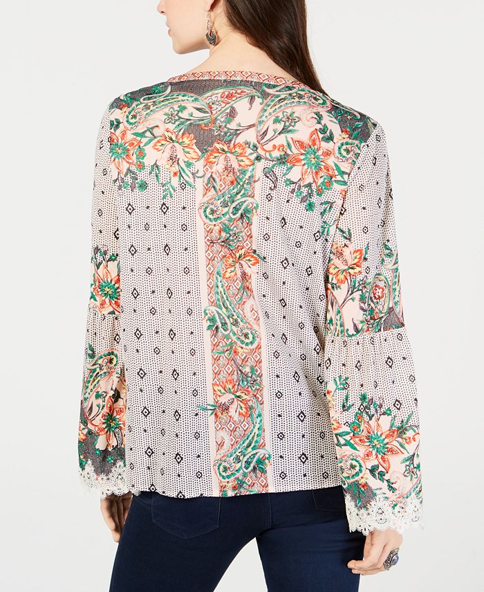 Style & Co Petite Border-Print V-Neck Top, Created for Macy's - Macy's