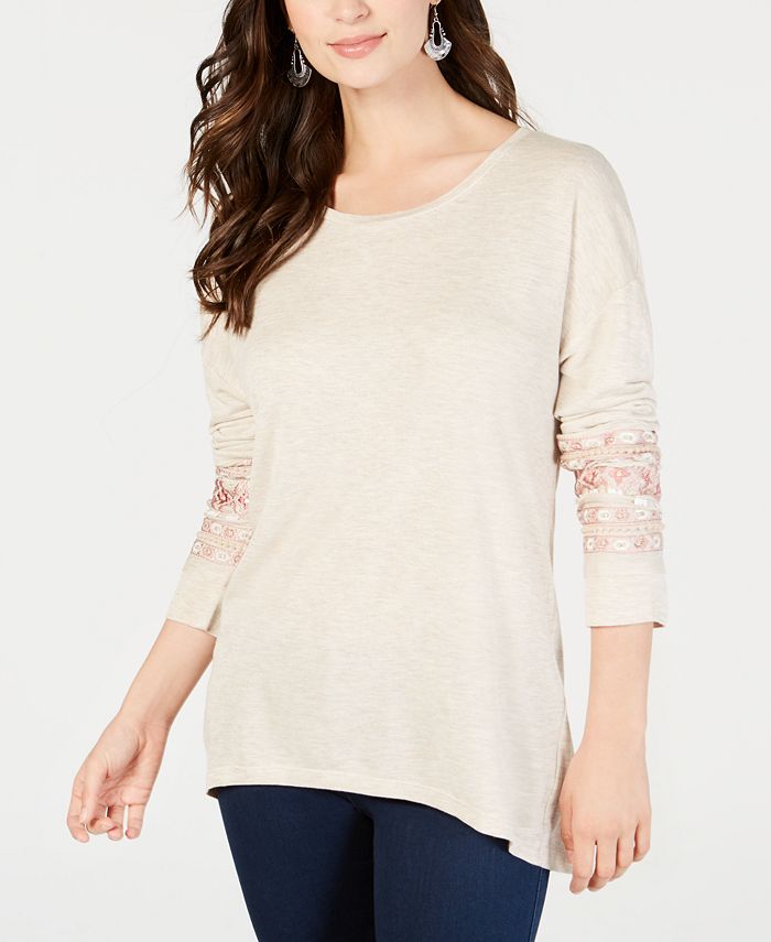 Style & Co Embroidered High-Low Top, Created for Macy's - Macy's