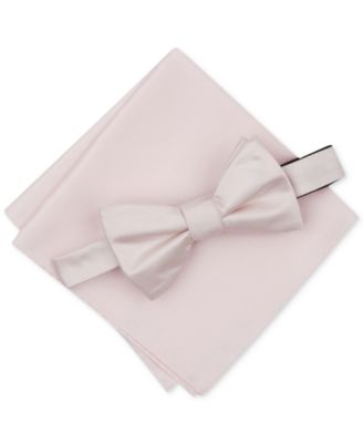 Alfani - Men's Solid Textured Pre-Tied Bow Tie & Solid Textured Pocket Square Set