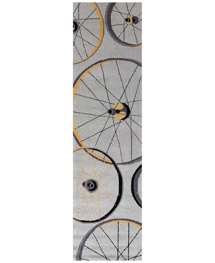 Kas - Sonesta Wheels In Motion 2035 Gray 2' x 7'6" Runner Area Rug