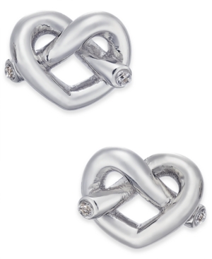 Kate Spade Crystal Accented Love Knot Stud Earrings In Silver