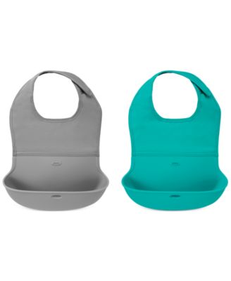 Tot 2-Pack Roll Up Bib in Grey/Teal