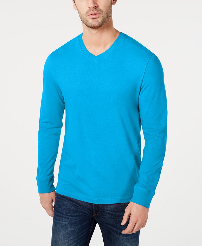 Club Room Men's V-Neck Long Sleeve T-Shirt, Created for Macy's - Macy's