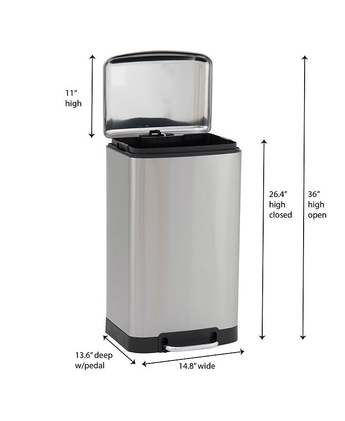 Household Essentials Stainless Steel 40L Crescent Step Trash Bin - Macy's