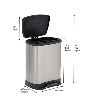 Household Essentials - Stainless Steel 8L Saxony Rectangle Trash Can