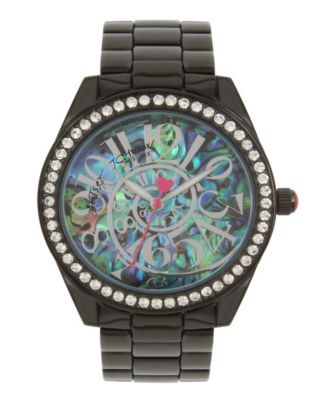 Betsey Johnson Abalone Optical Swirl Dial Bracelet Watch - Macy's